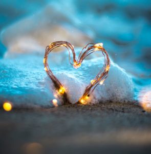 heart string light on floor