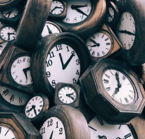 brown-and-white clocks